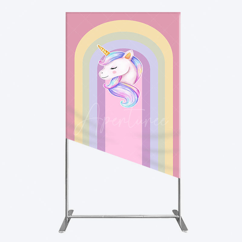 Aperturee - Aperturee Rainbow Color Curve Stripes Birthday Rectangle Backdrop