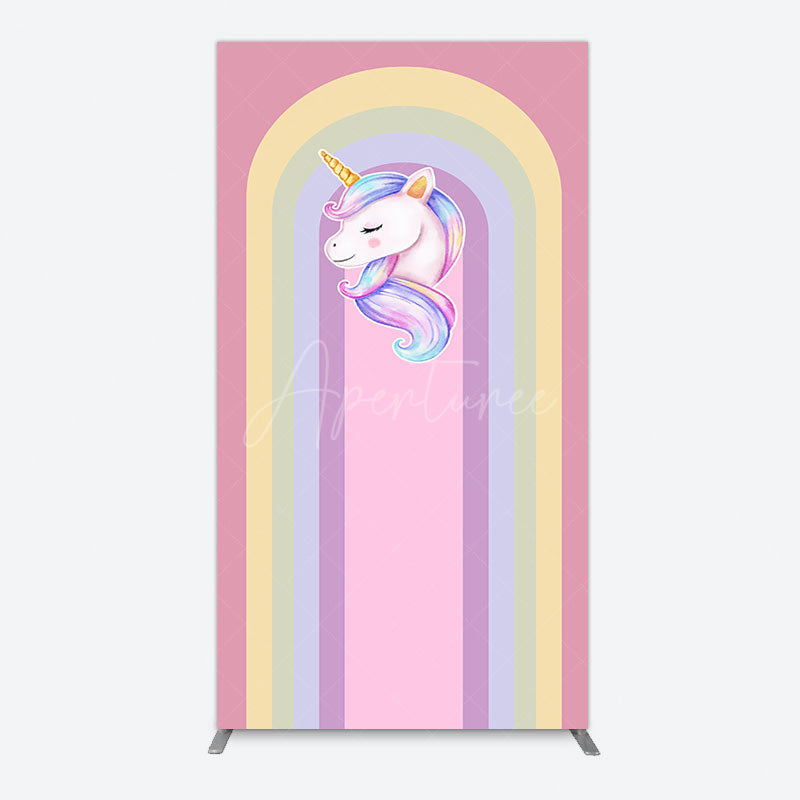 Aperturee - Aperturee Rainbow Color Curve Stripes Birthday Rectangle Backdrop