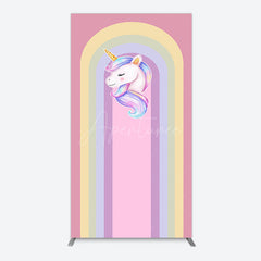 Aperturee - Aperturee Rainbow Color Curve Stripes Birthday Rectangle Backdrop