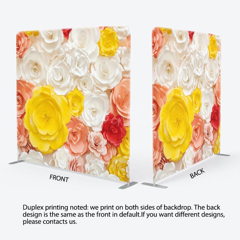 Aperturee - Aperturee Rainbow Color Paper Flowers Backdrop Cover For Decor