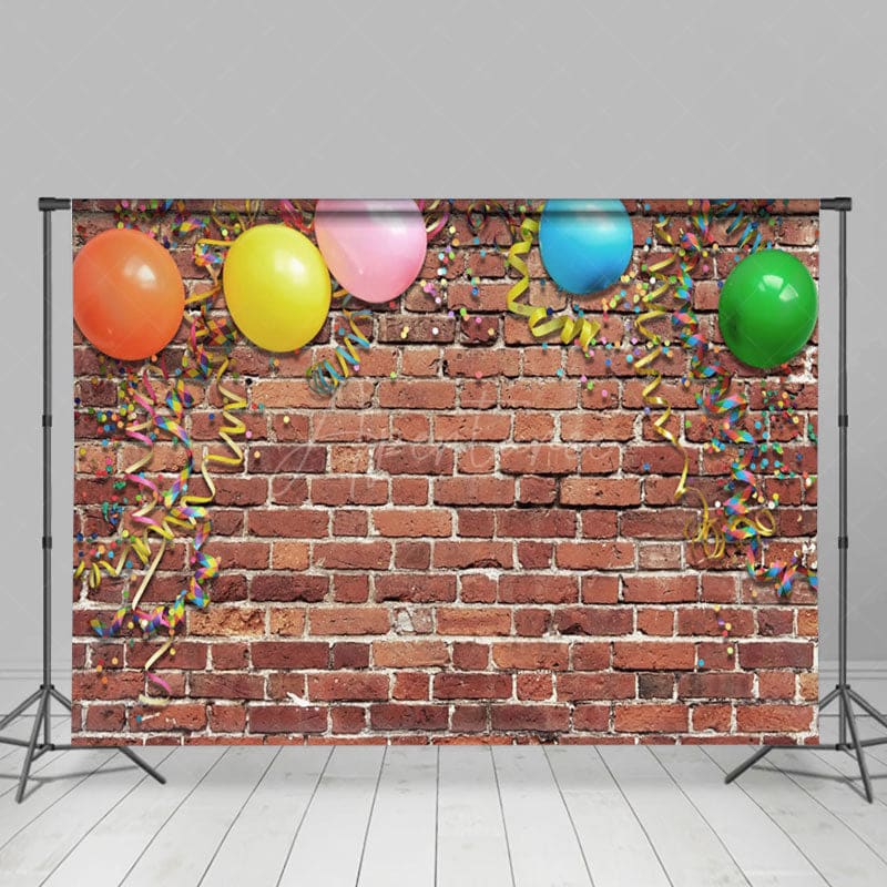 Aperturee - Aperturee Rainbow Color Ribbons Balloon Photography Backdrop