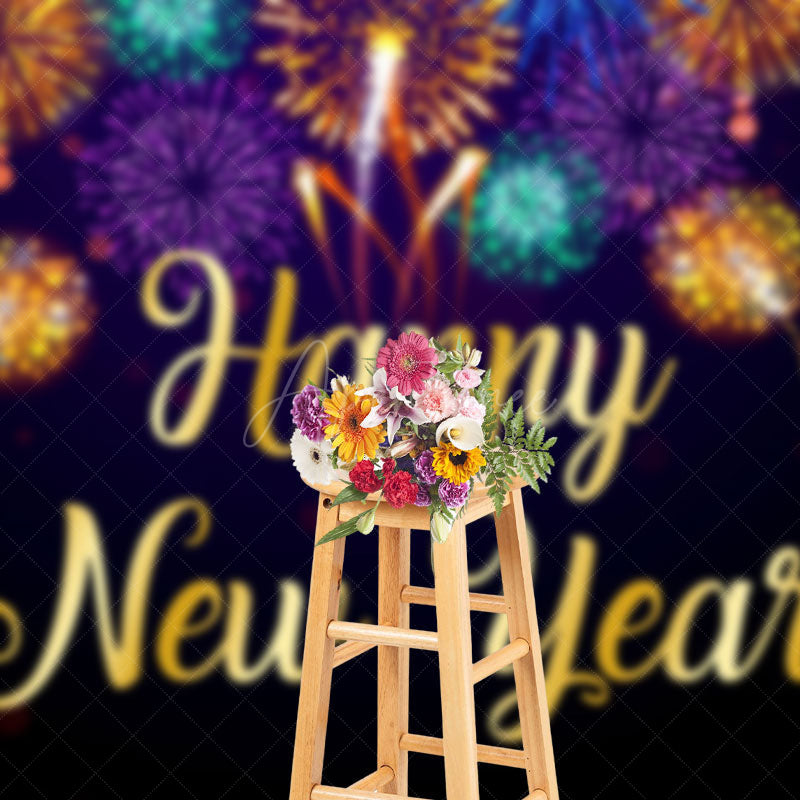 Aperturee - Aperturee Rainbow Color Sparks Celebration New Year Backdrop