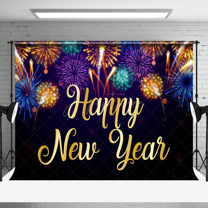Aperturee - Aperturee Rainbow Color Sparks Celebration New Year Backdrop