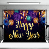 Aperturee - Aperturee Rainbow Color Sparks Celebration New Year Backdrop