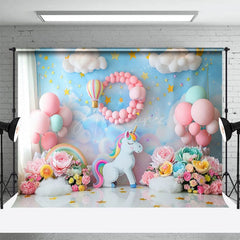Aperturee - Aperturee Rainbow Color Unicorn Balloon Photography Backdrop