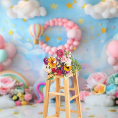 Aperturee - Aperturee Rainbow Color Unicorn Balloon Photography Backdrop