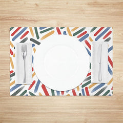 Aperturee - Aperturee Rainbow Colored Strokes Abstract Set Of 4 Placemats