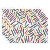 Aperturee - Aperturee Rainbow Colored Strokes Abstract Set Of 4 Placemats