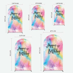 Aperturee Aperturee Rainbow Colorful Feather Happy Birthday Arch Backdrop