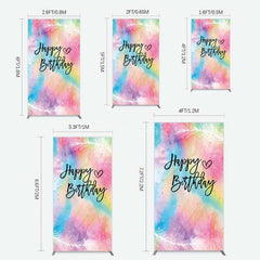 Aperturee Aperturee Rainbow Colorful Feather Happy Birthday Rectangle Backdrop