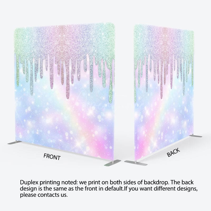 Aperturee - Aperturee Rainbow Colorful Glitter Party Pillow Cover Backdrop