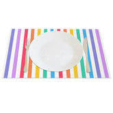 Aperturee - Aperturee Rainbow Colorful Stripes Party Set of 4 Placemats
