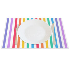 Aperturee - Aperturee Rainbow Colorful Stripes Party Set of 4 Placemats