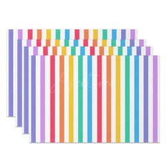 Aperturee - Aperturee Rainbow Colorful Stripes Party Set of 4 Placemats