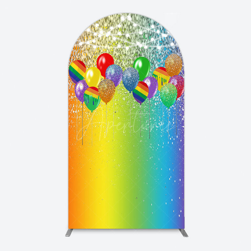 Aperturee - Aperturee Rainbow Glitter Balloons LGBT Party Arch Backdrop