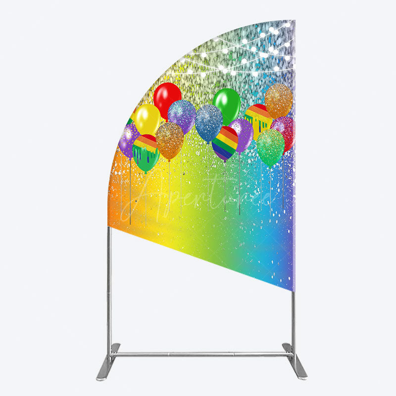 Aperturee - Aperturee Rainbow Glitter Balloons LGBT Party Half Moon Arch Backdrop