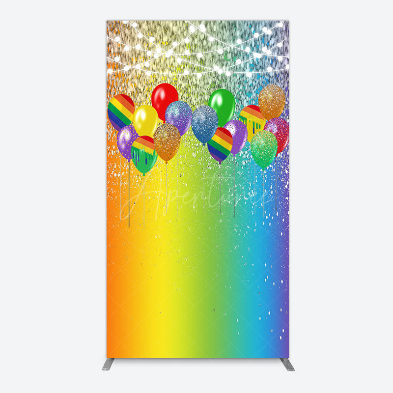 Aperturee - Aperturee Rainbow Glitter Balloons LGBT Party Rectangle Backdrop
