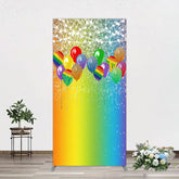 Aperturee - Aperturee Rainbow Glitter Balloons LGBT Party Rectangle Backdrop