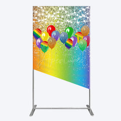 Aperturee - Aperturee Rainbow Glitter Balloons LGBT Party Rectangle Backdrop