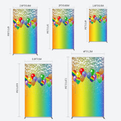 Aperturee - Aperturee Rainbow Glitter Balloons LGBT Party Rectangle Backdrop
