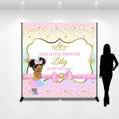 Aperturee - Aperturee Rainbow Gold Glitter Custom Name Baby Shower Backdrop