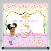 Aperturee - Aperturee Rainbow Gold Glitter Custom Name Baby Shower Backdrop
