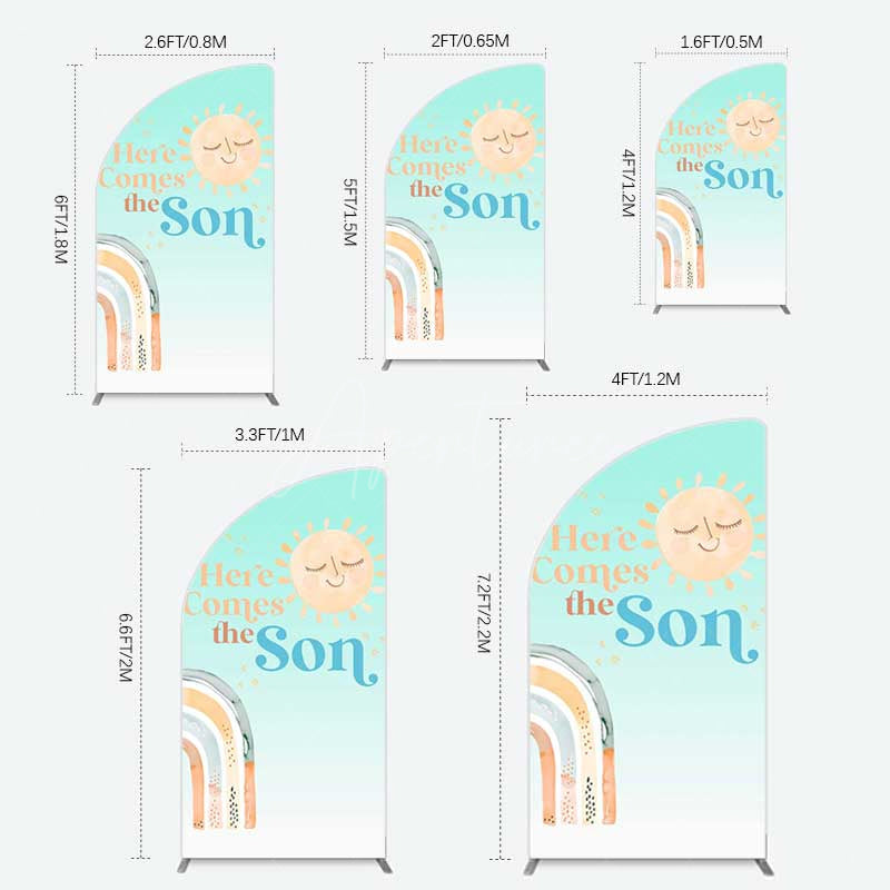 Aperturee Aperturee Rainbow Here Comes The Sun Baby Shower Half Moon Arch Backdrop