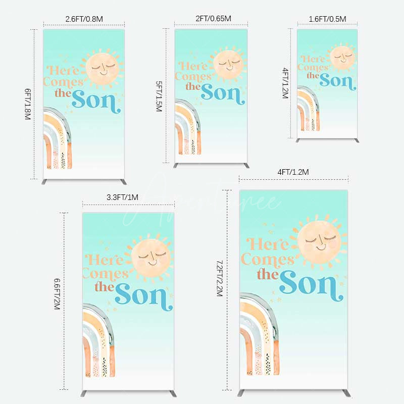 Aperturee Aperturee Rainbow Here Comes The Sun Baby Shower Rectangle Backdrop