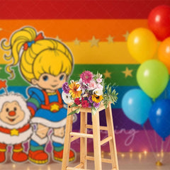 Aperturee - Aperturee Rainbow Kids Colored Balloon Cake Smash Backdrop