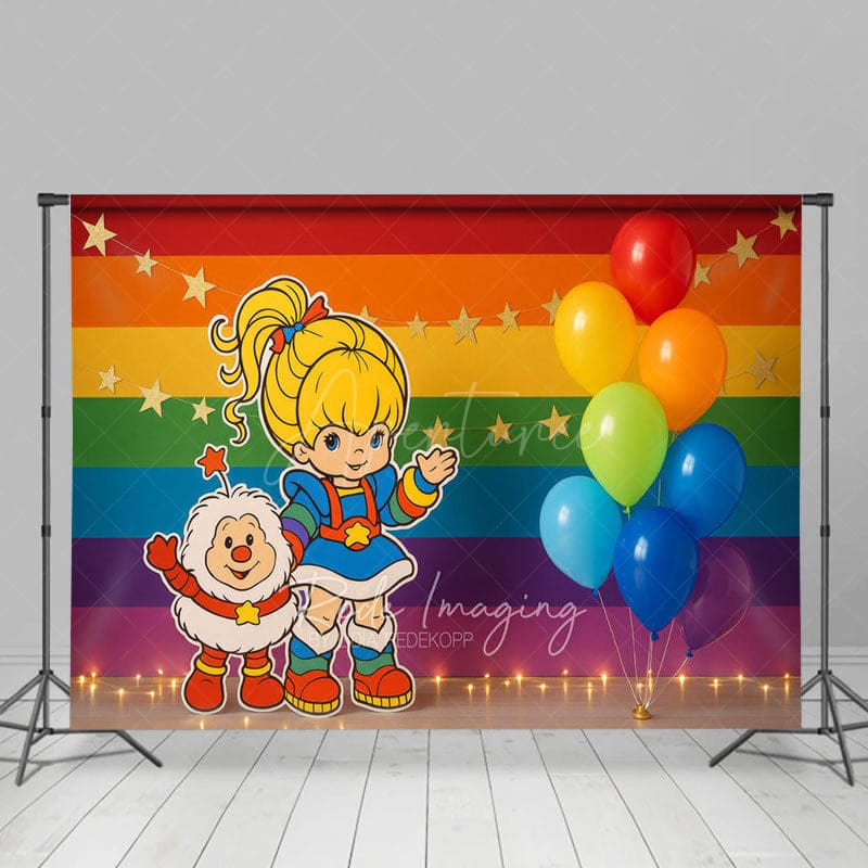 Aperturee - Aperturee Rainbow Kids Colored Balloon Cake Smash Backdrop