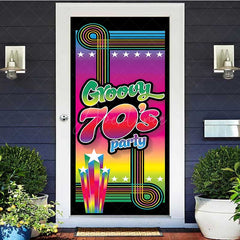 Aperturee Aperturee Rainbow Notes Disco Groovy 70s Party Door Cover