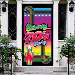 Aperturee Aperturee Rainbow Notes Disco Groovy 70s Party Door Cover