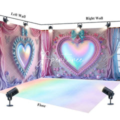 Aperturee - Aperturee Rainbow Princess Fairy Heart Mirror Room Set Backdrop
