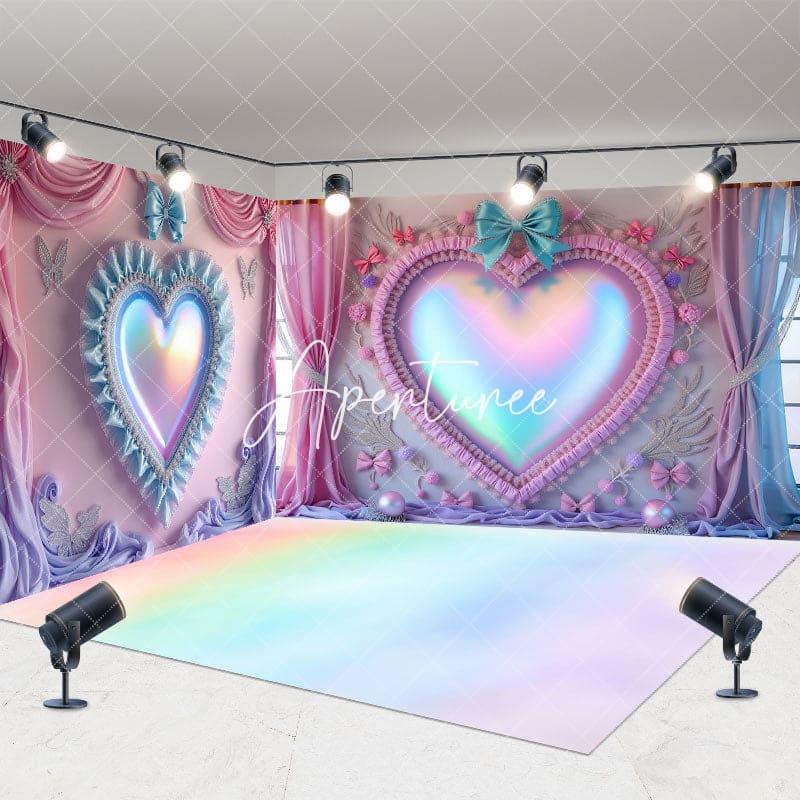 Aperturee - Aperturee Rainbow Princess Fairy Heart Mirror Room Set Backdrop