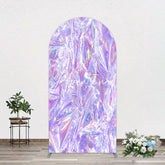 Aperturee - Aperturee Rainbow Purple Sparkle Birthday Party Arch Backdrop