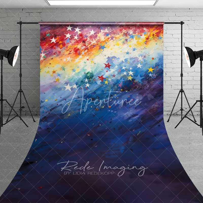 Aperturee - Aperturee Rainbow Star Texture Sweep Photo Backdrop Colorful Oil Painting Sky Background Vibrant Abstract Art Floor Prop