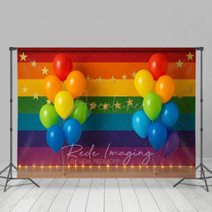 Aperturee - Aperturee Rainbow Stripe Wall Balloons Cake Smash Backdrop