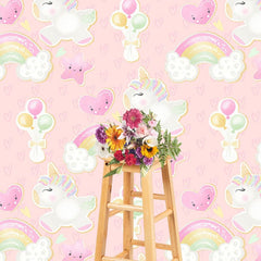 Aperturee - Aperturee Rainbow Unicorn Balloon Birthday Cake Smash Backdrop