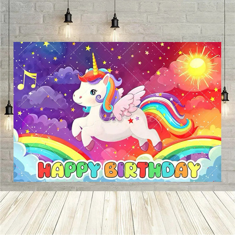 Aperturee Aperturee Rainbow Unicorn Birthday Backdrop Magical Fantasy Party Girly Photo Booth Background Decor