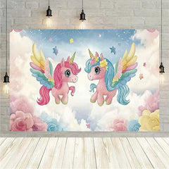 Aperturee Aperturee Rainbow Unicorn Birthday Backdrop Magical Fantasy Party Girly Photo Booth Background Decor