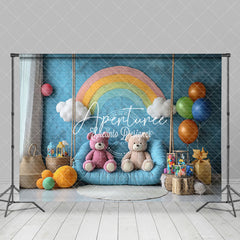 Aperturee - Aperturee Rainbow Wall Balloons Fairy Cake Smash Backdrop