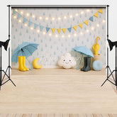 Aperturee - Aperturee Rainy Day Sky Light Flags Wooden Combo Set Backdrop