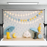 Aperturee - Aperturee Rainy Day With Umbrellas Cloudy Cake Smash Backdrop