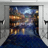 Aperturee - Aperturee Rainy Night Magical Kingdom Street Sweep Backdrop