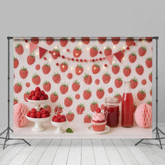 Aperturee - Aperturee Raspberry Dessert Cartoon Sweet Cake Smash Backdrop