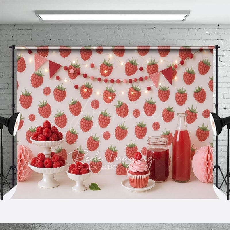 Aperturee - Aperturee Raspberry Dessert Cartoon Sweet Cake Smash Backdrop