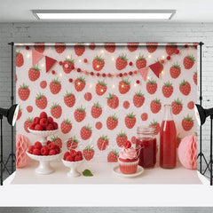Aperturee - Aperturee Raspberry Dessert Cartoon Sweet Cake Smash Backdrop