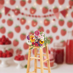 Aperturee - Aperturee Raspberry Dessert Cartoon Sweet Cake Smash Backdrop