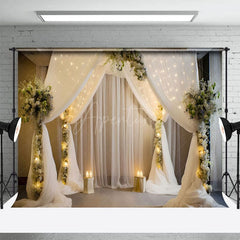 Aperturee - Aperturee Real Scene White Floral Wedding Photography Backdrop