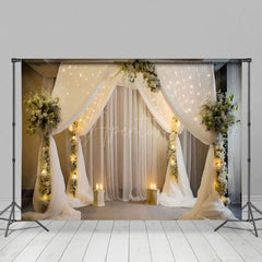 Aperturee - Aperturee Real Scene White Floral Wedding Photography Backdrop